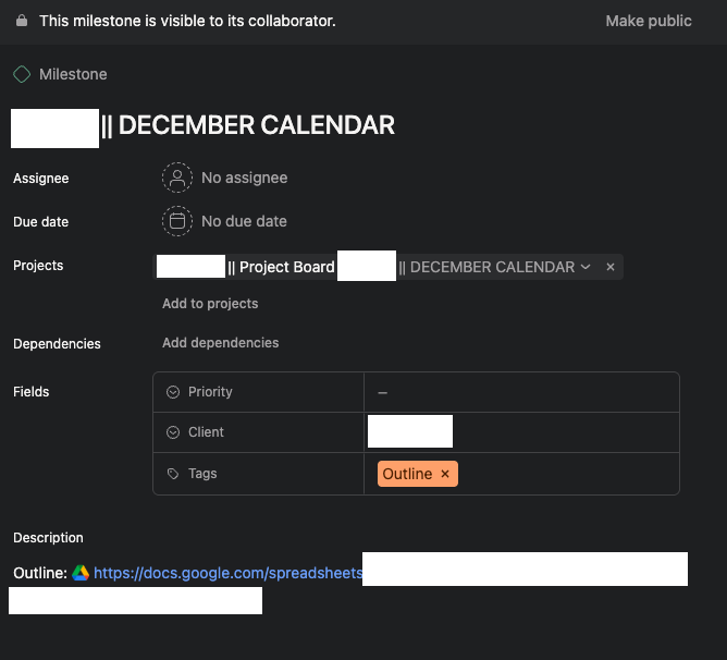 Asana task example